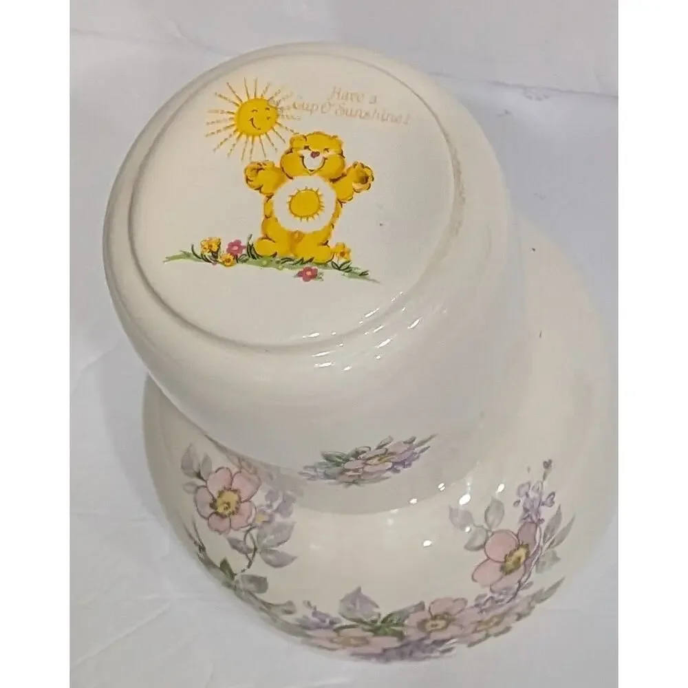 Vintage Water Carafe Studio Pottery Care Bears Bedside Tumbler Set Floral OOAK